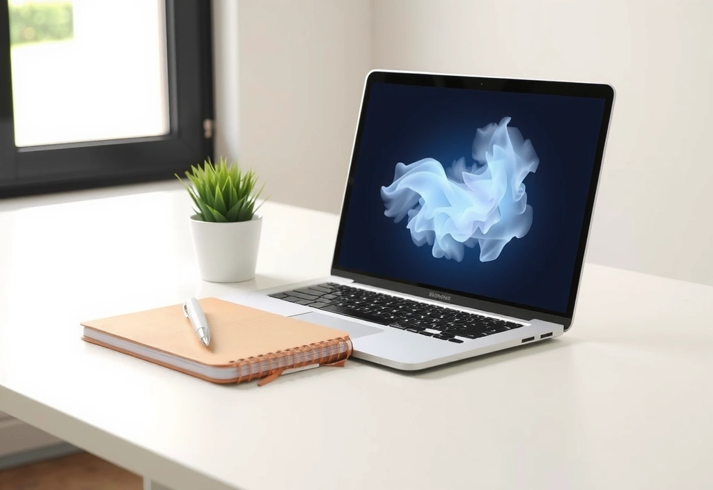 Arbeitsplatz mit Notizbuch und Laptop für die Terminvereinbarung