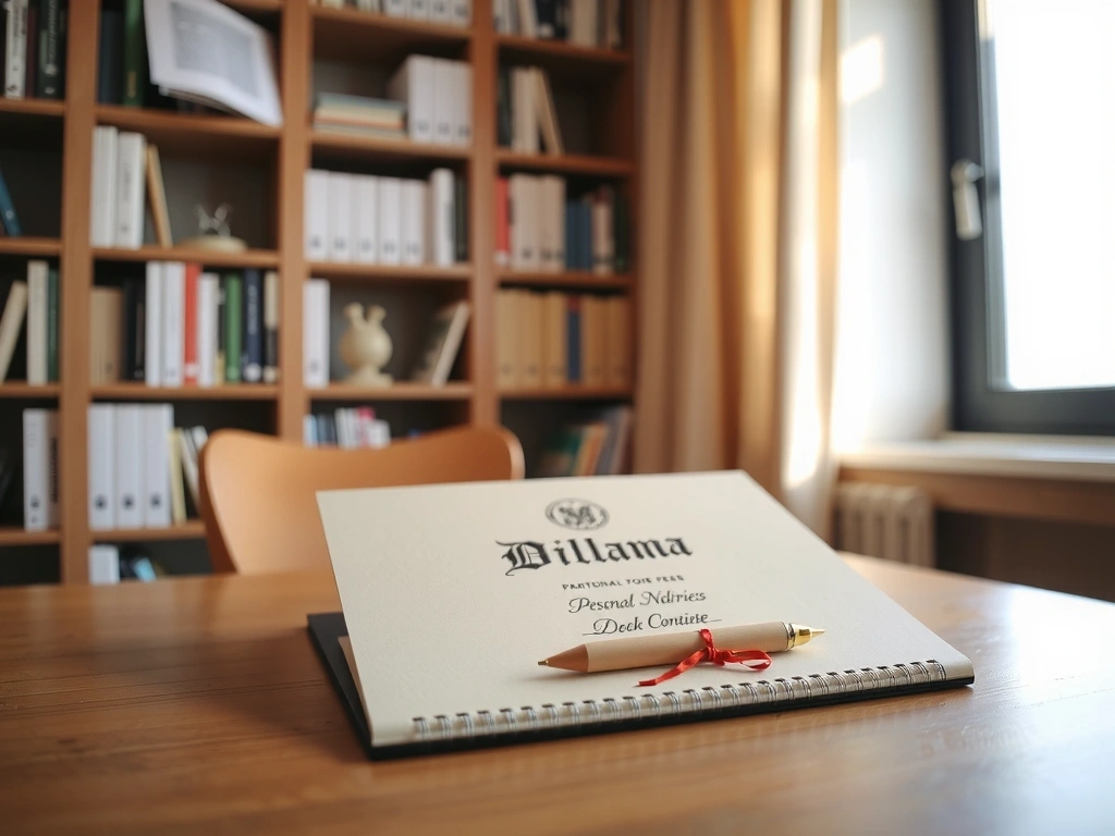 Diplom und Notizen zur Ernährungsberatung